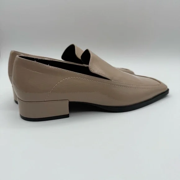 Zara Taupe Patent Loafers Women’s Square Toe Low Heel Slip On Shoes Size 6.5 US - Picture 7 of 16